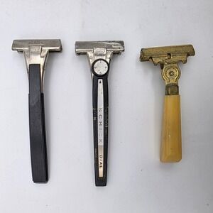 LOT of 3 - Vintage Schick Eversharp Dial Injector Shaving Razors